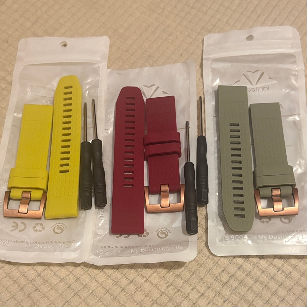 Silicone Watch Straps - Yellow, Burgundy, Olive Green